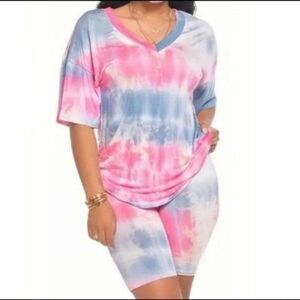 Plus size Tie dye 2pc short set sz 3X